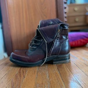 AS 98 - size 11/42 burgundy leather combat ankle boots